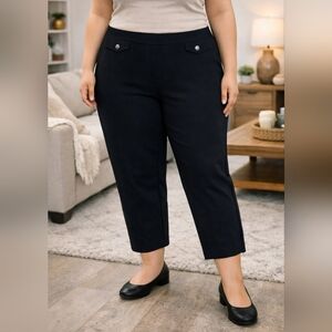 Talbots Black Pull-On Pants Size 12 Stretch Cropped Ankle Career Workwear